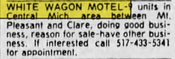 White Wagon Motel (White Wagon Apartments) - Oct 1975 - For Sale